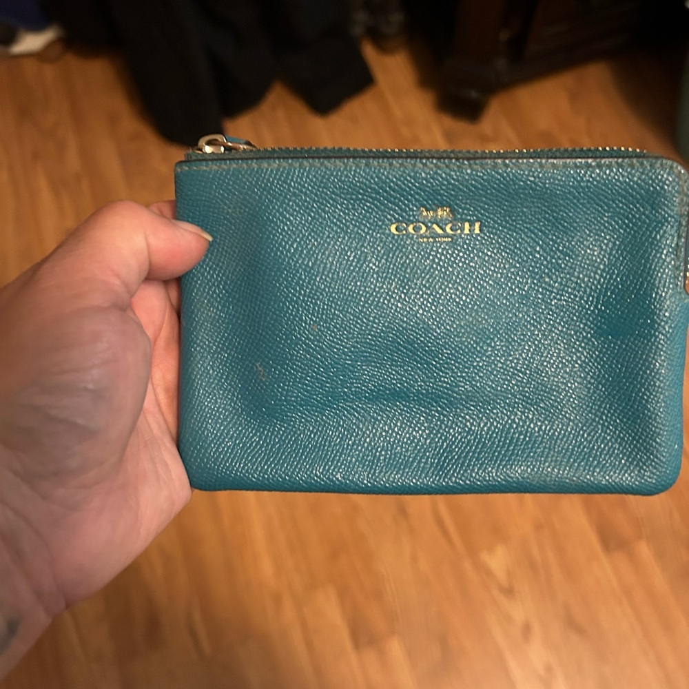 Coach Turquoise Leather Pouch